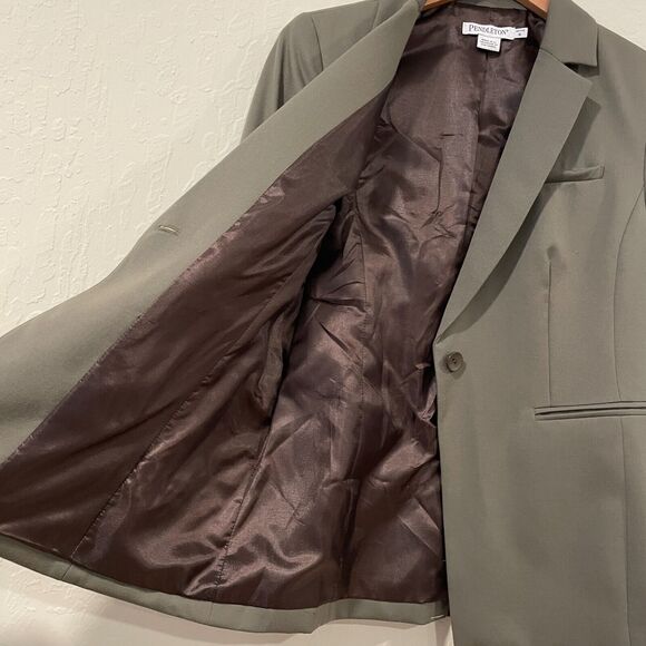 ~ New! 6p Pendleton Blazer Virgin Wool Olive Pockets Lined Seasonless Petite - Picture 4 of 16